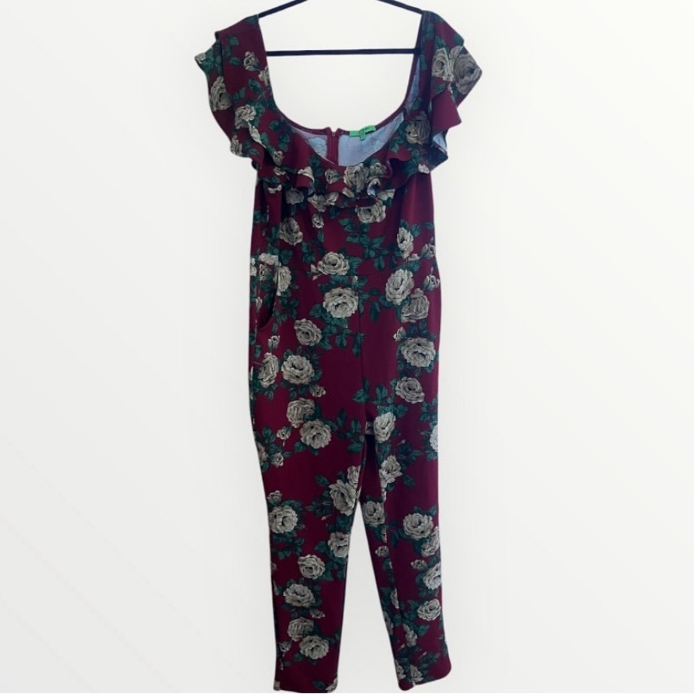 Floral Burgundy Jumpsuit